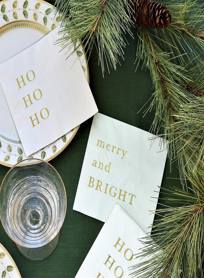 Sunshine Supply Merry Bright Christmas Cocktail Napkins - Gold Foil 3-Ply Disposable Holiday Napkins for Christmas Parties, Holiday Hosting and Festive Cocktail Bars - Image 4